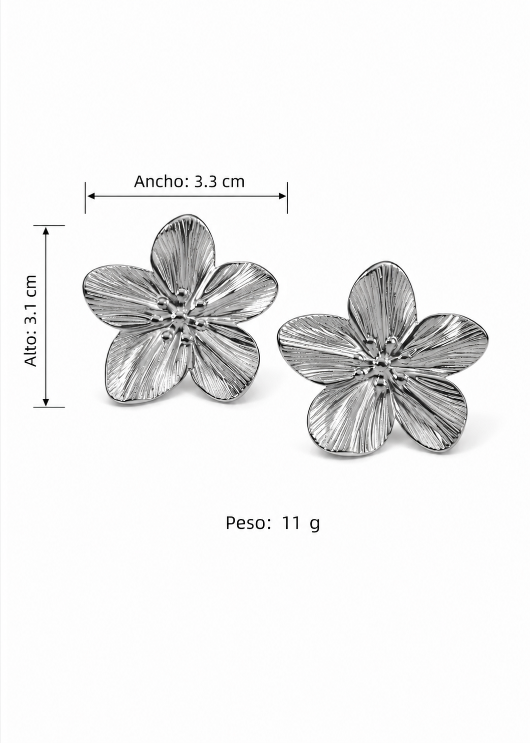 Aretes flor estilo clásico plateado acero inoxidable
