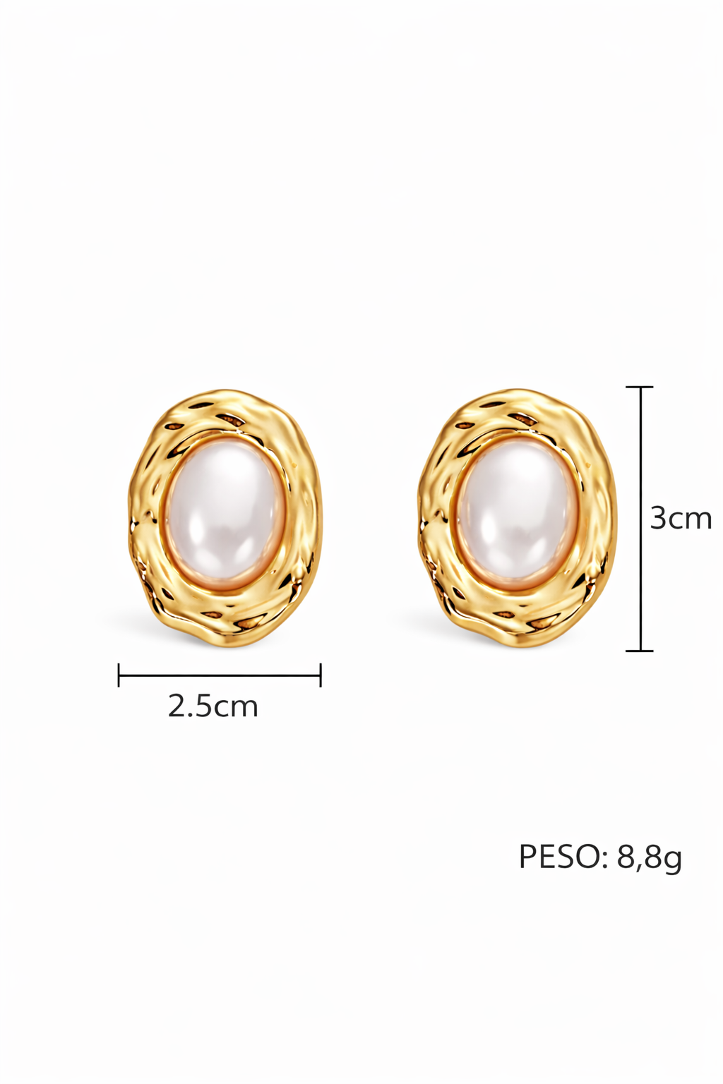 Aretes perla ovalada acero inoxidable