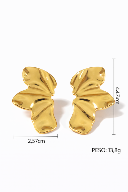 Aretes hojas doradas minimalistas acero inoxidable