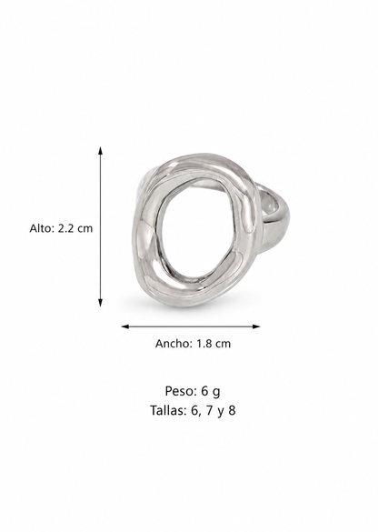 Anillo ovalado organic plateado acero inoxidable Waterproof 💧