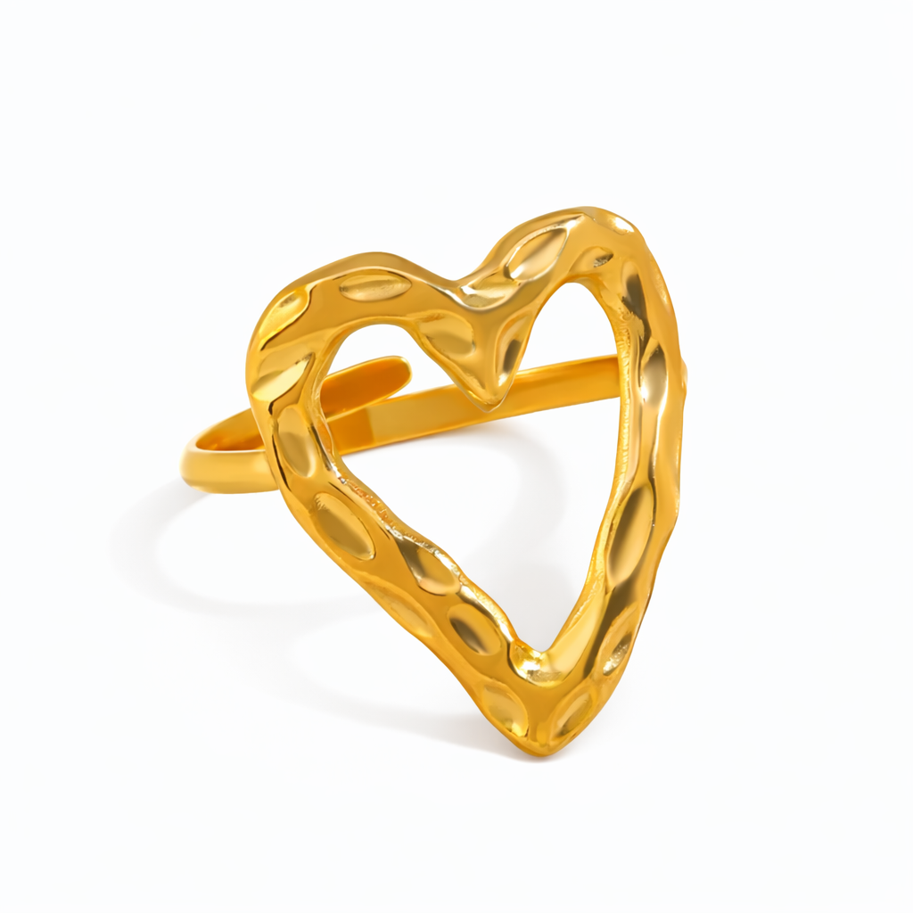 Anillo corazón orgánico ajustable acero inoxidable