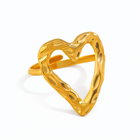 Anillo corazón orgánico ajustable acero inoxidable