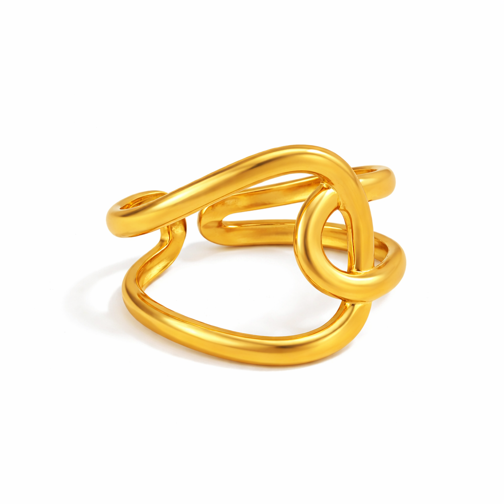 Anillo entrelazado dorado acero inoxidable