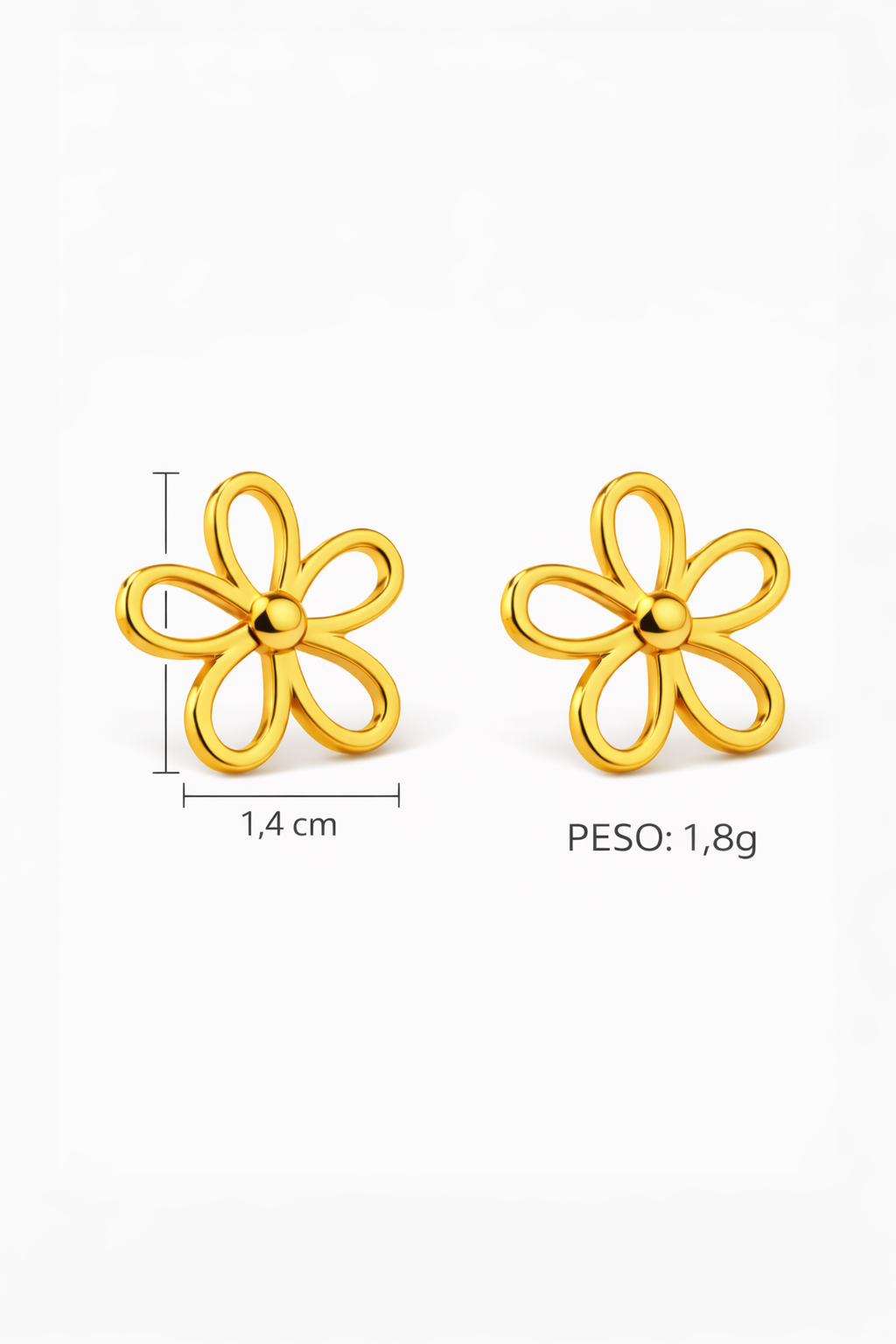 Aretes flor calada dorada acero inoxidable