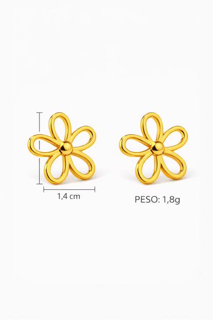 Aretes flor calada dorada acero inoxidable