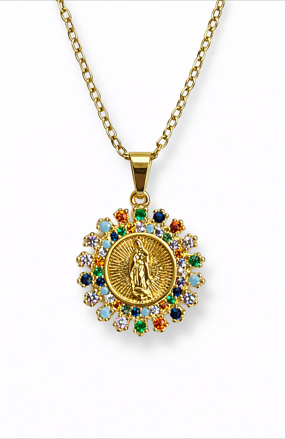 Collar con colgante virgen de Guadalupe acero inoxidable