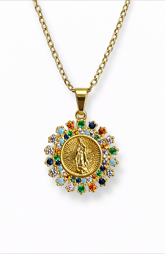 Collar con colgante virgen de Guadalupe acero inoxidable