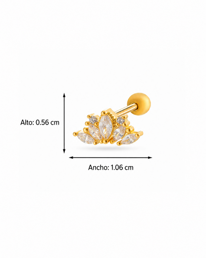 Piercing flor de loto con cristales acero inoxidable 316L Waterproof 💧