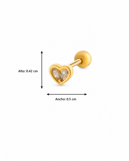 Piercing corazón pequeño con cristal acero inoxidable 316L Waterproof 💧