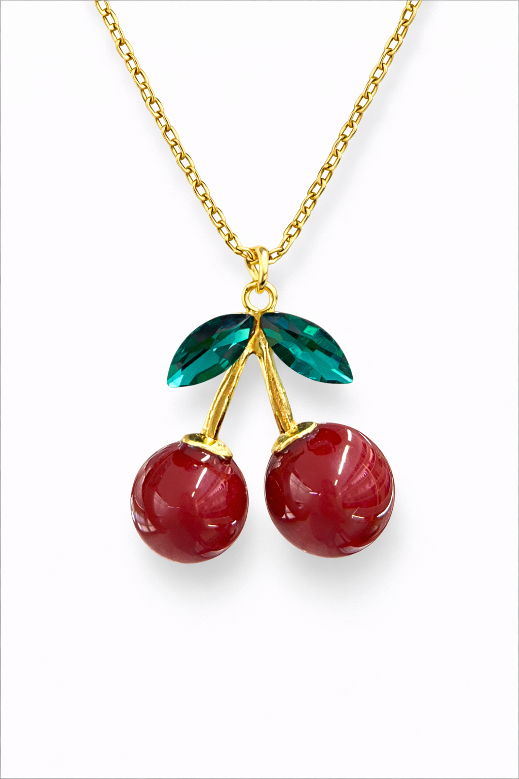 Collar con colgante cereza grande acero inoxidable