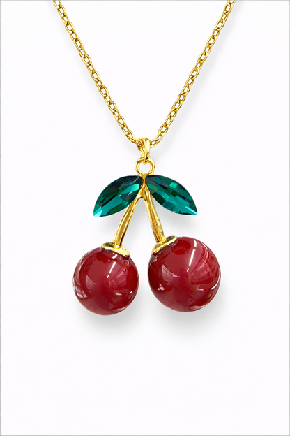 Collar con colgante cereza grande acero inoxidable
