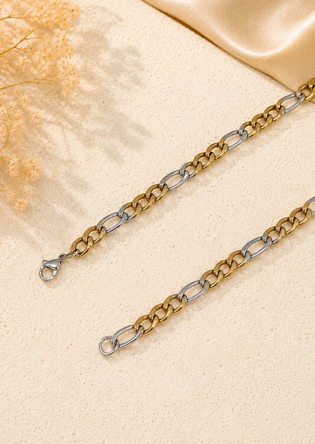 Cadena lisa 3x1 bicolor acero inoxidable