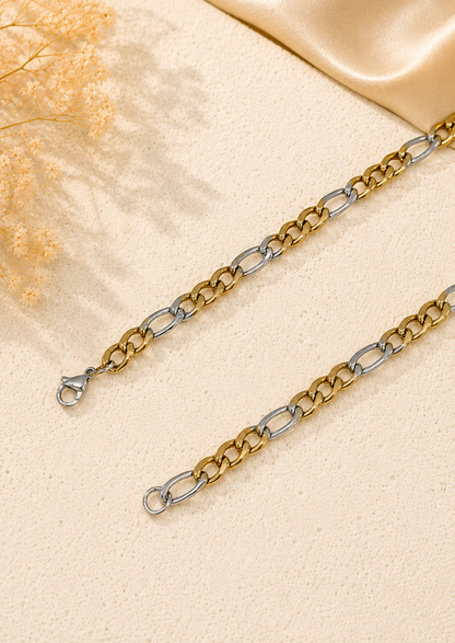 Cadena lisa 3x1 bicolor acero inoxidable