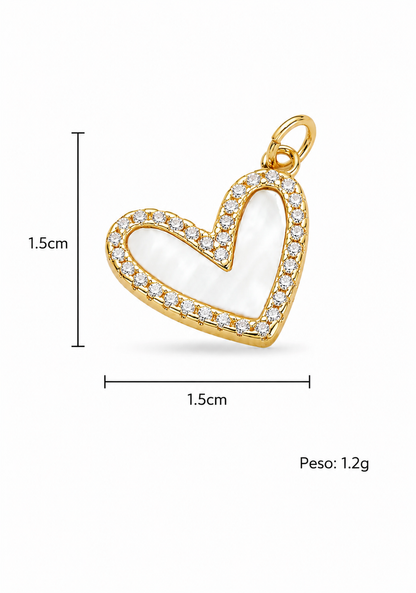 Dije corazón nacarado chapa de oro