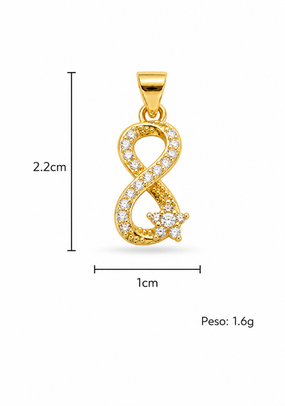 Dije infinito con flor chapa de oro
