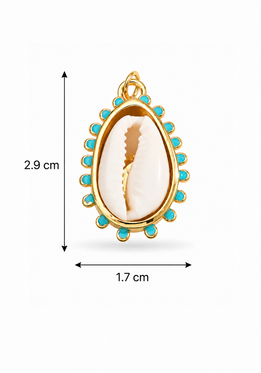 Dije concha cauri turquesa chapa de oro