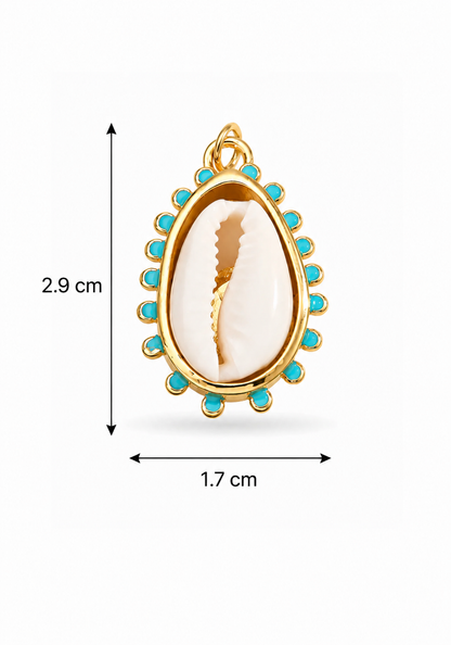 Dije concha cauri turquesa chapa de oro