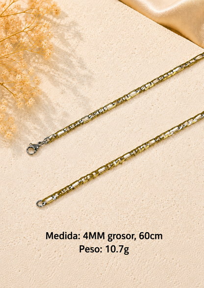 Cadena 3x1 bicolor delgada diamantada acero inoxidable