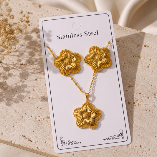 Conjunto flores de acero inoxidable