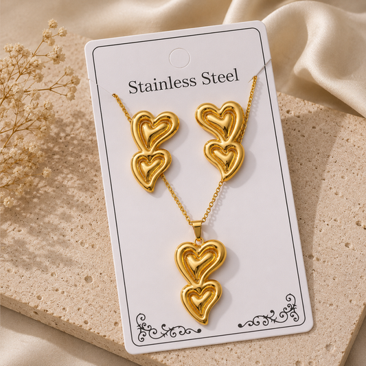 Conjunto dos corazones acero inoxidable