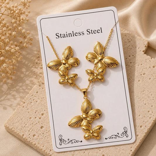 Conjunto de mariposas acero inoxidable