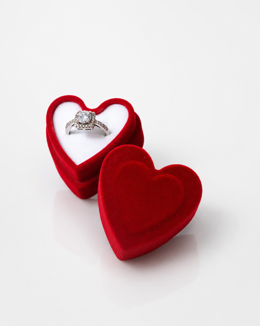 Estuche corazón rojo terciopelo para joyeria