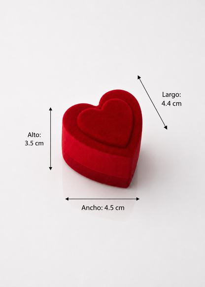 Estuche corazón rojo terciopelo para joyeria