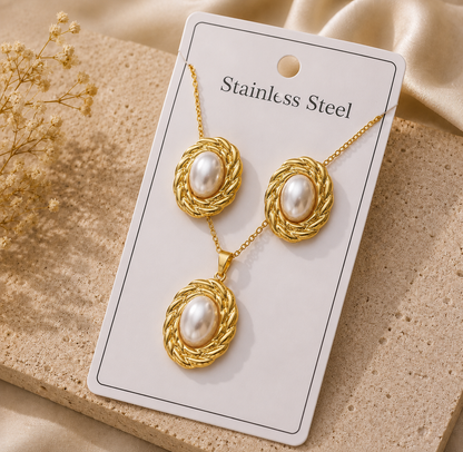 Conjunto perlas acero inoxidable