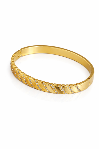 Pulsera esclava ondulada con zirconias acero inoxidable