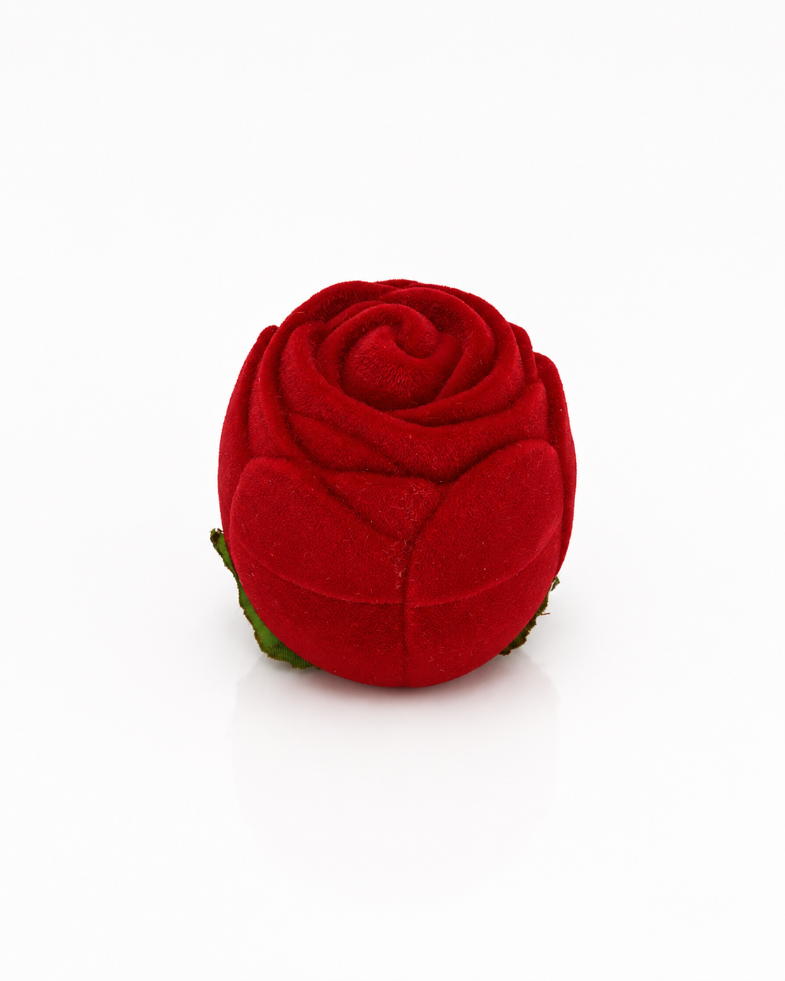 Estuche de rosa con hojas rojo terciopelo para joyeria