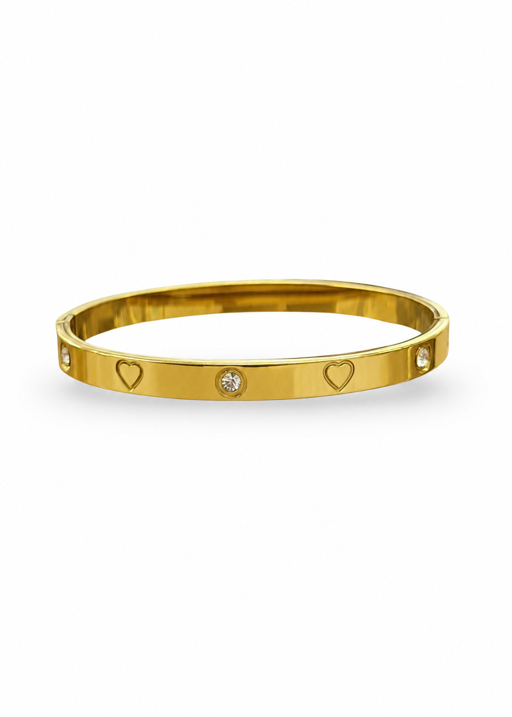Brazalete corazones y cristales acero titanio