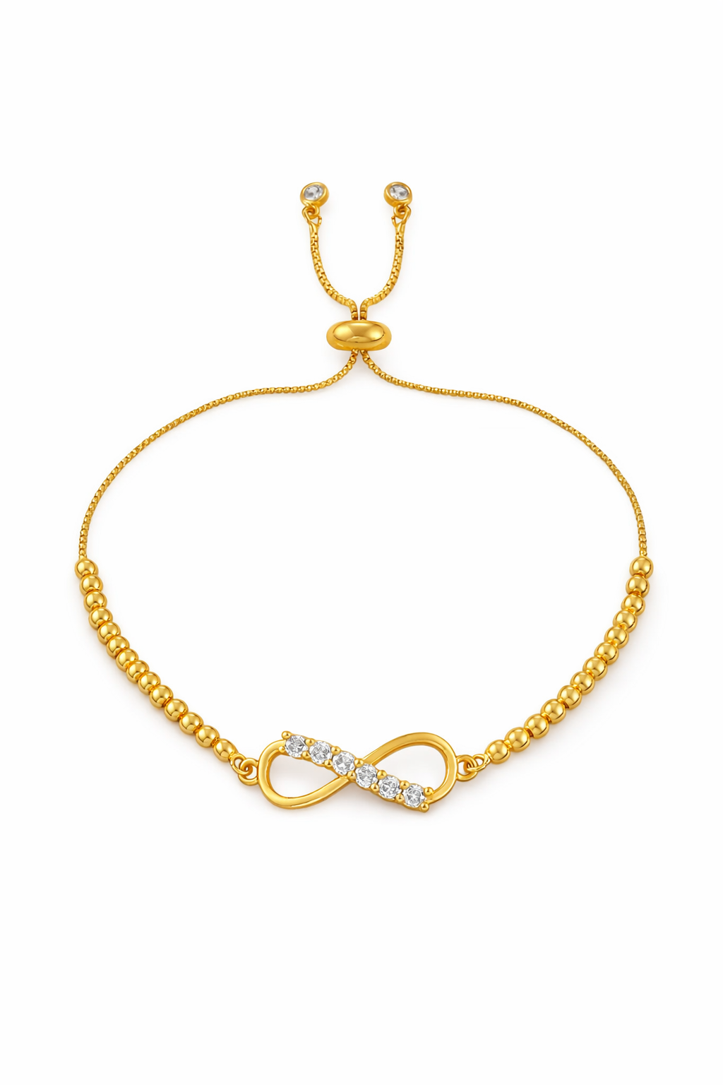 Pulseras símbolo infinito con zirconias ajustable chapa de oro