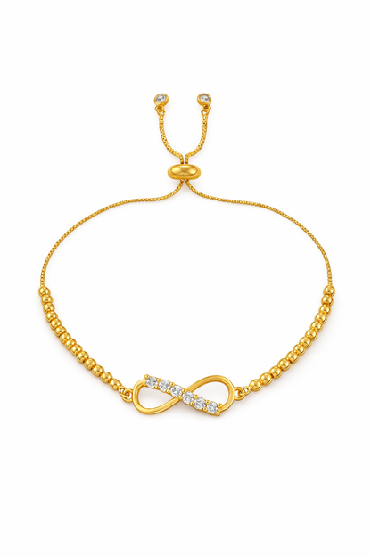 Pulseras símbolo infinito con zirconias ajustable chapa de oro
