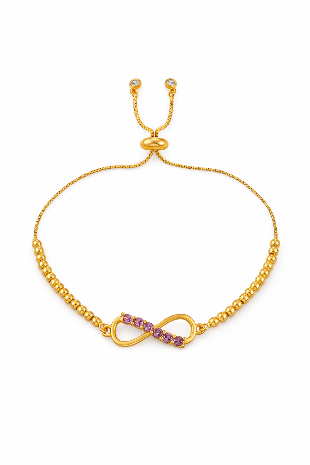 Pulseras símbolo infinito con zirconias ajustable chapa de oro