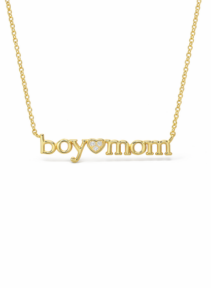 Collar Boy Mom con corazón de zirconias chapa de oro