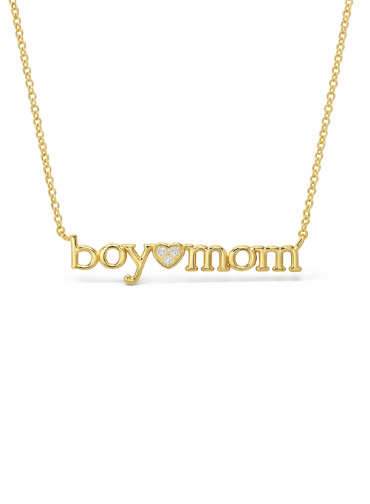 Collar Boy Mom con corazón de zirconias chapa de oro