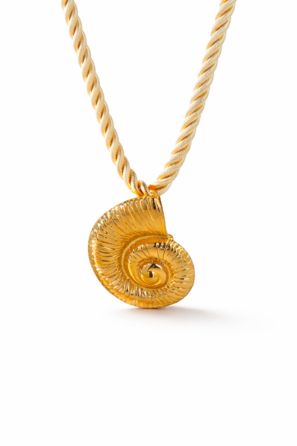 Collar cuerda estrella y concha acero inoxidable