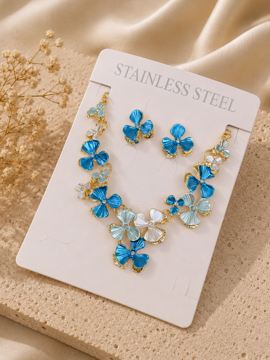Conjunto floral esmaltado acero inoxidable