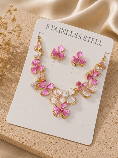 Conjunto floral esmaltado acero inoxidable