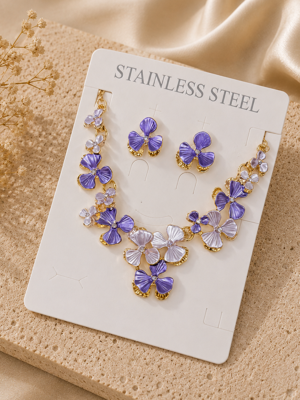 Conjunto floral esmaltado acero inoxidable