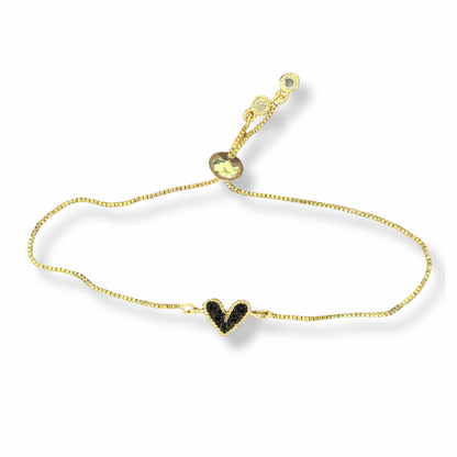 Pulseras de Corazones Ajustables Chapa de Oro