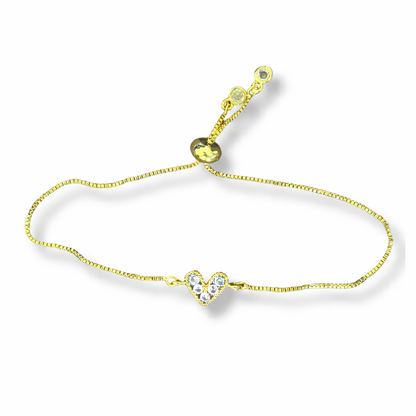 Pulseras de Corazones Ajustables Chapa de Oro