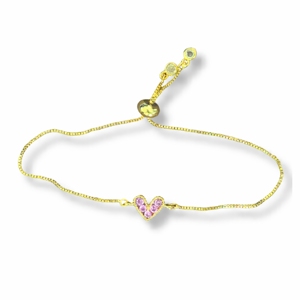 Pulseras de Corazones Ajustables Chapa de Oro
