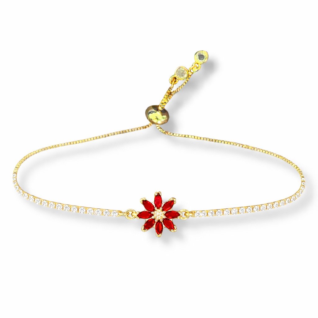 Pulseras Flor Ajustable Chapa de Oro