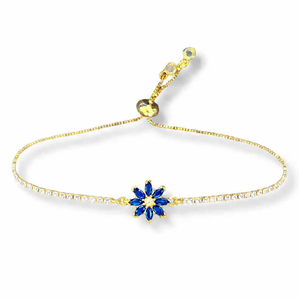 Pulseras Flor Ajustable Chapa de Oro