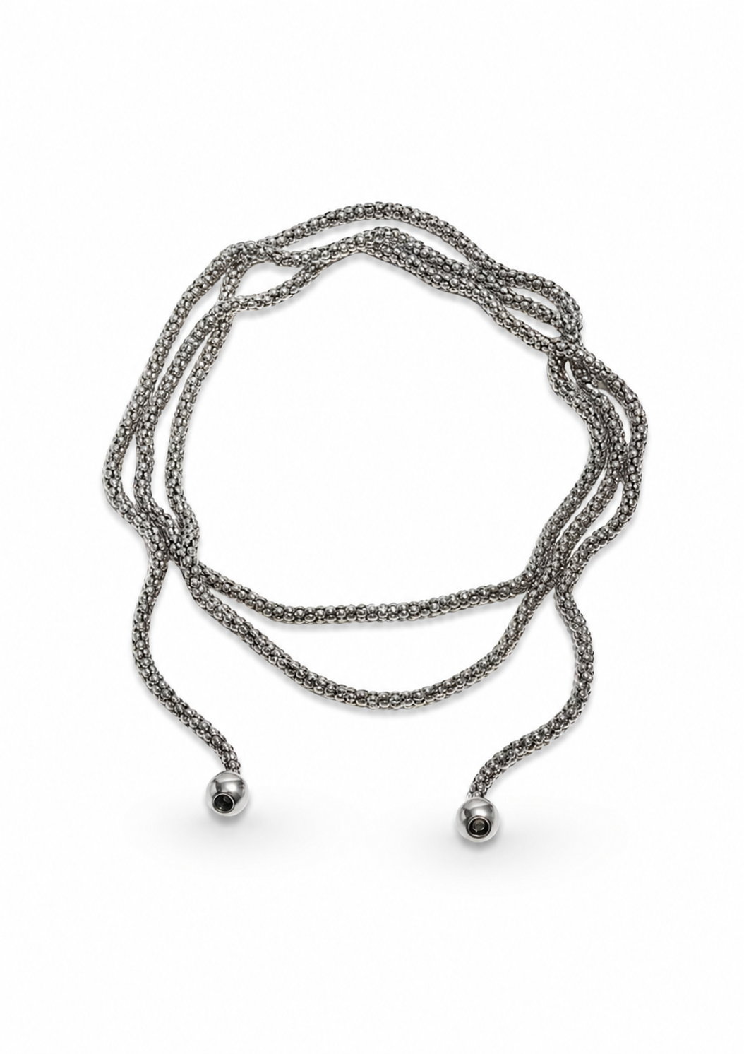 Collar lariat ajustable con esferas acero inoxidable