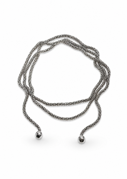 Collar lariat ajustable con esferas acero inoxidable