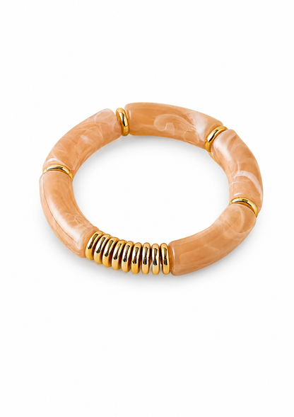 Brazaletes de acrílico elásticas chunky tonos neutros