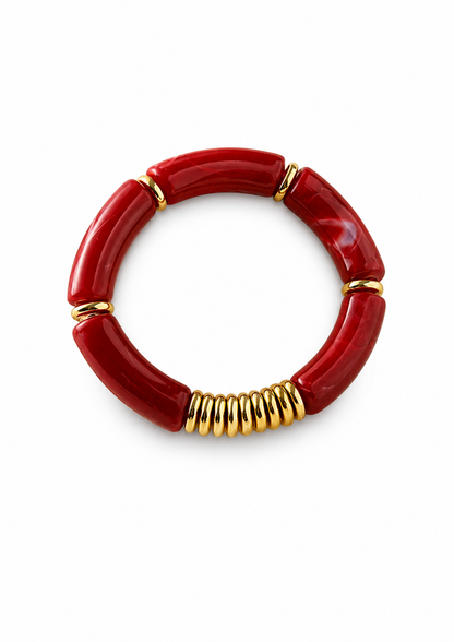 Brazaletes de acrílico elásticas chunky tonos neutros