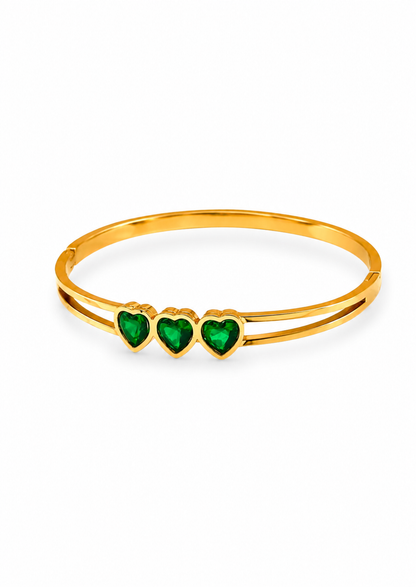 Pulsera tres corazones con cristales acero inoxidable